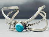 Fascinating Vintage Native American Hopi Blue Gem Turquoise Sterling Silver Bracelet-Nativo Arts