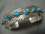 Fabulous Vintage Native American Navajo Blue Turquoise Sterling Silver Bracelet Cuff-Nativo Arts