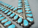 Dynamic Vintage Native American Navajo Kingman Turquoise Sterling Silver Collar Protectors-Nativo Arts