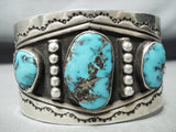 Signed Huge Vintage Native American Navajo Bisbee Turquoise Sterling Silver Bracelet-Nativo Arts