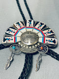 Important Personal Gift Vintage Native American Navajo Turquoise Sterling Silver Bolo Tie-Nativo Arts