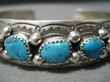 Fabulous Wil Benally Vintage Native American Navajo Sterling Silver Turquoise Bracelet-Nativo Arts