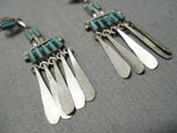 Dangling Vintage Zuni Needle Turquoise Sterling Silver Native American Earrings-Nativo Arts