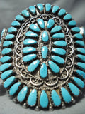 Important Vintage Native American Zuni Milburn Dishta Turquoise Sterling Silver Bracelet-Nativo Arts