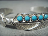 Impressive Native American Navajo Sleeping Beauty Turquoise Sterling Silver Bracelet-Nativo Arts