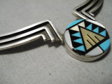 Incredible Detailed Vintage Native American Navajo Turquoise Sterling Silver Swgmented Necklace-Nativo Arts