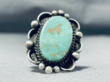 Striking Vintage Native American Navajo Royston Turquoise Sterling Silver Ring-Nativo Arts