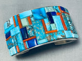 One Of The Best Native American Navajo Turquoise Coral Sterling Silver Bracelet-Nativo Arts