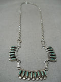 Amazing Vintage Zuni Native American Green Turquoise Sterling Silver Necklace-Nativo Arts