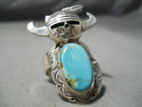Striking Vintage Native American Navajo Old Kingman Sterling Silver Kachina Ring-Nativo Arts