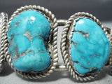Tremendous Vintage Native American Navajo Carico Lake Turquoise Sterling Silver Bracelet-Nativo Arts