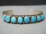 Domes Of Turquoise Vintage Native American Navajo Sterling Silver Sun Stamp Bracelet-Nativo Arts