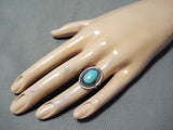 Stunning Vintage Navajo Native American Turquoise Sterling Silver Ring Old-Nativo Arts