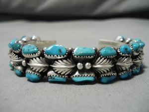 Incredible John Dick Vintage Native American Navajo Chunky Turquoise Sterling Silver Bracelet-Nativo Arts