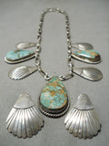 Very Important Vintage Native American Navajo Kee Joe Benally Turquoise Sterling Silver Necklace-Nativo Arts