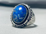 Brilliant Raymond Begay Vintage Native American Navajo Lapis Sterling Silver Ring-Nativo Arts