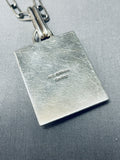 Unique Vintage Native American Navajo Squared Spider Turquoise Sterling Silver Necklace-Nativo Arts