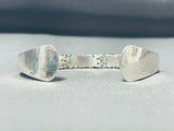 Thick All Sides Carved Vintage Native American Navajo Sterling Silver Bracelet-Nativo Arts