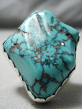 Amazing Vintage Native American Navajo Huge Spiderweb Turquoise Sterling Silver Ring-Nativo Arts