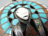 One Of The Most Detailed Ever Vintage Native American Zuni Turquoise Sterling Silver Bolo Tie-Nativo Arts
