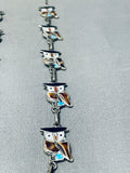 Signed Native American Zuni Turquoise Sterling Silver Owl Necklace And Earring Set-Nativo Arts