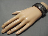 Intrivate Chisels!! Vintage Hopi Native American Navajo Sterling Silver Hand Wrought Bracelet-Nativo Arts
