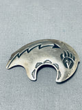 Fabulous Vintage Native American Navajo Sterling Silver Handcarved Bear Pin-Nativo Arts