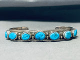 Ramond Secatero Vintage Native American Navajo Blue Gem Turquoise Sterling Silver Bracelet-Nativo Arts
