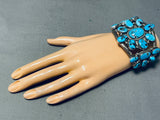 One Of The Best Ever Vintage Native American Navajo Cluster Turquoise Sterling Silver Bracelet-Nativo Arts