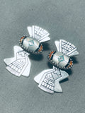 Native American One Of The Most Unique Vintage Southwest Inlay Sterling Silver Earrings-Nativo Arts