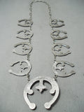 Important Betsoi Family Native American Navajo Turquoise Sterling Silver Naja Necklace-Nativo Arts