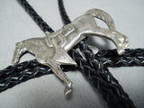 Signed Native American Navajo Sterling Silver Horse Bolo Tie-Nativo Arts