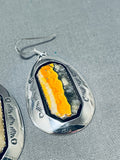 Astonishing Native American Navajo Honeybee Jasper Sterling Silver Dangle Earrings-Nativo Arts