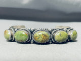 Smithsonian Artist Vintage Native American Navajo Green Turquoise Sterling Silver Bracelet-Nativo Arts