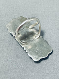 Substantial Towering Native American Navajo Squared Honeybee Jasper Sterling Silver Ring-Nativo Arts