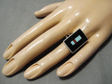 Striking Modernistic Zuni Native American Inlay Turquoise Sterling Silver Ring-Nativo Arts