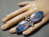 Incredible Native American San Felipe Sterling Silver Opal Ring-Nativo Arts