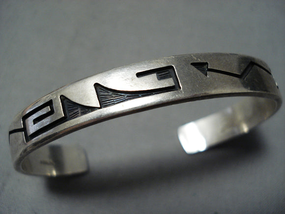 Striking Qumawunu Hopi Native American Sterling Silver Overlay Bracelet-Nativo Arts