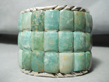 One Of The Biggest Best Native American Green Turquoise Sterling Silver Bracelet-Nativo Arts