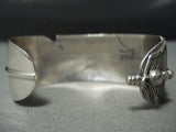 So Detailed Native American Navajo Lapis Sterling Silver Feather Bracelet Cuff-Nativo Arts