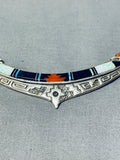 Exceptional Vintage Native American Zuni Coral Sterling Silver Necklace-Nativo Arts