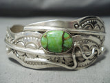 One Of The Best Vintage Native American Navajo Gaspeite Sterling Silver Bangle Bracelet-Nativo Arts