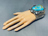 Heavy 140 Grams Vintage Native American Navajo #8 Turquoise Sterling Silver Bracelet Cuff-Nativo Arts