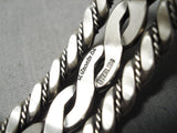 Coil Genius Native American Navajo Sterling Silver Hand Woven Bracelet Havy Cuff-Nativo Arts