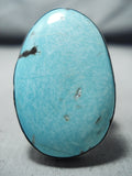 Fantastic Vintage Native American Navajo Easter Blue Turquoise Sterling Silver Ring-Nativo Arts