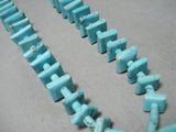 Very Rare Cubed Turquoise Vintage Native American Navajo Sterling Silver Necklace Old-Nativo Arts