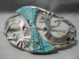 One Of The Best Vintage Native American Navajo Kokopelli #8 Turquoise Sterling Silver Bracelet-Nativo Arts