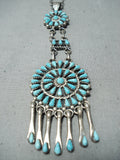 Juan Martinez Vintage Native American Zuni Sleeping Turquoise Sterling Silver Necklace Old-Nativo Arts