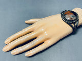 Natural Nature Scene Vintage Native American Navajo Petrified Wood Sterling Silver Bracelet-Nativo Arts