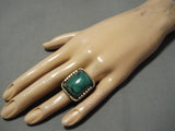 Huge Men's Vintage Native American Navajo Squared Apache Turquoise Sterling Silver Ring Old-Nativo Arts